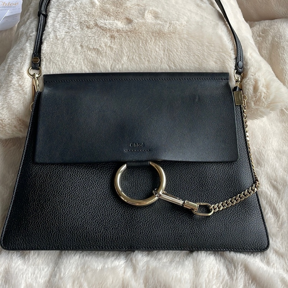 Chloe Faye Medium Black leather bag